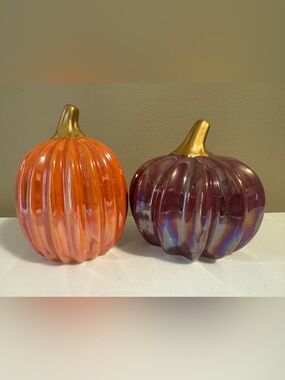 Rite Aid Halloween Bundle Of 2 Ceramic Decor Pumpkins